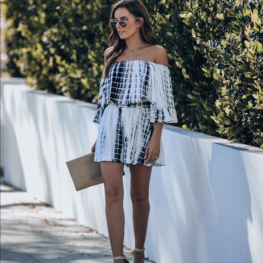 Tie Dye Off The Shoulder Romper